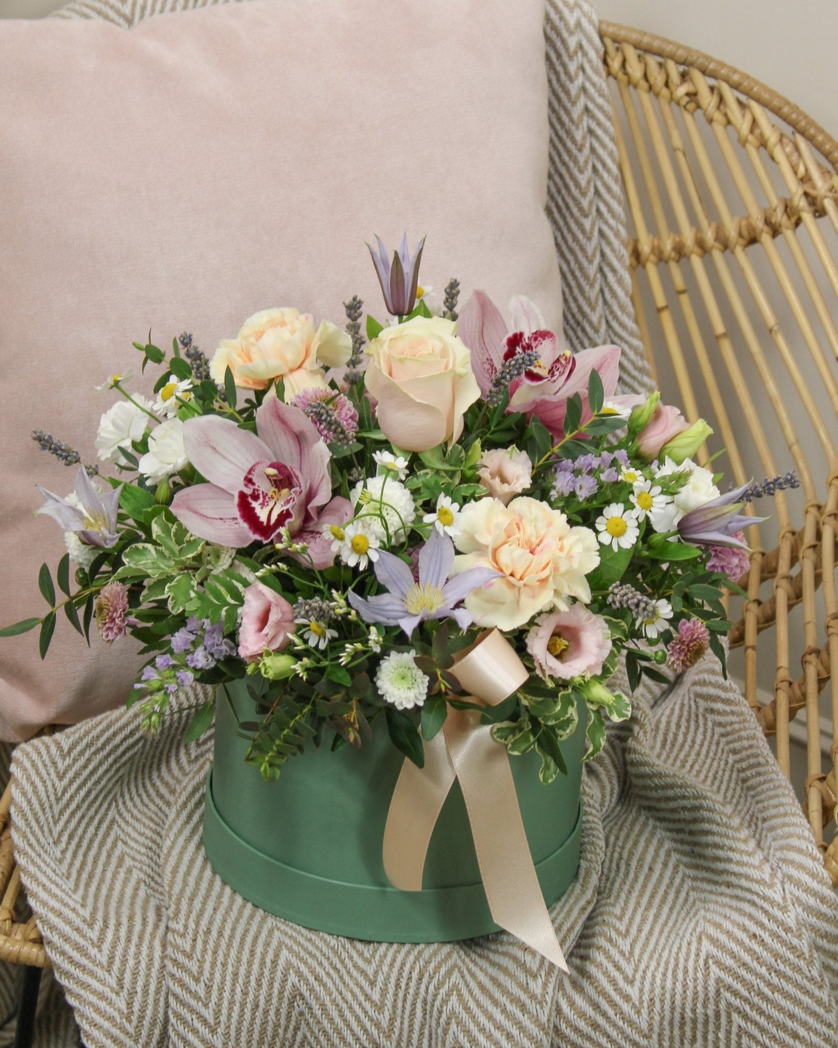 The Pastel Orchid Hat Box Mother s Day Flowers Derby the-pastel-orchid-hat-box-mother-s-day-flowers-derby