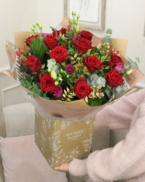 The 'Luxury Christmas Rose' Box Bouquet