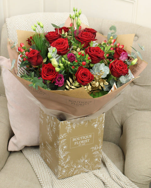 The 'Luxury Christmas Rose' Box Bouquet