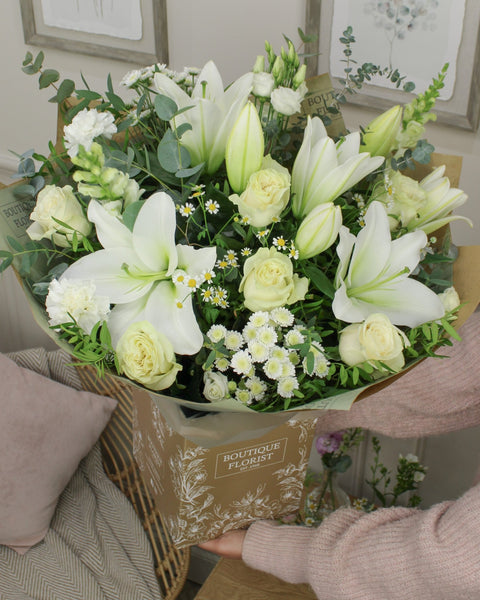white lily bouquet delivery uk White Lilies & Roses in Derby