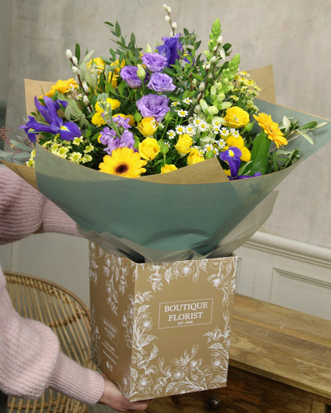 The 'Lemon & Blue' Box Bouquet